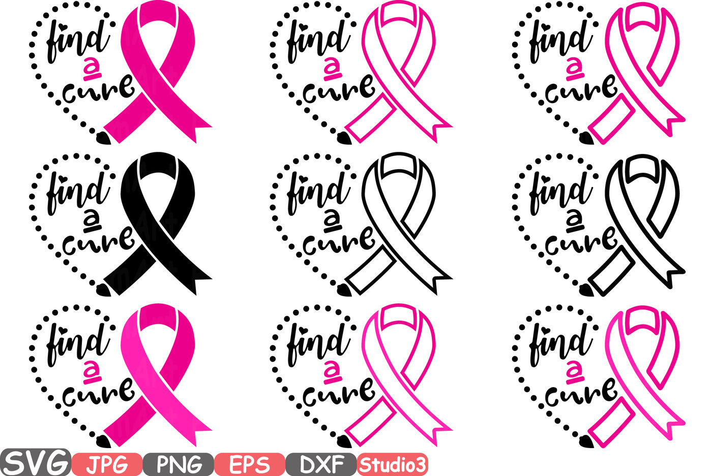 Download Breast Cancer Ribbon Monogram Silhouette Svg Cutting Files Digital Clip Art Graphic Studio3 Cricut Cuttable Die Cut Machines Find A Cure 59sv By Hamhamart Thehungryjpeg Com