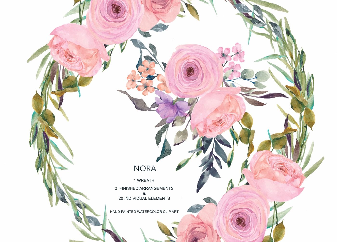 Pink & Blush Watercolor Flowers Clipart Art By Patishop Art