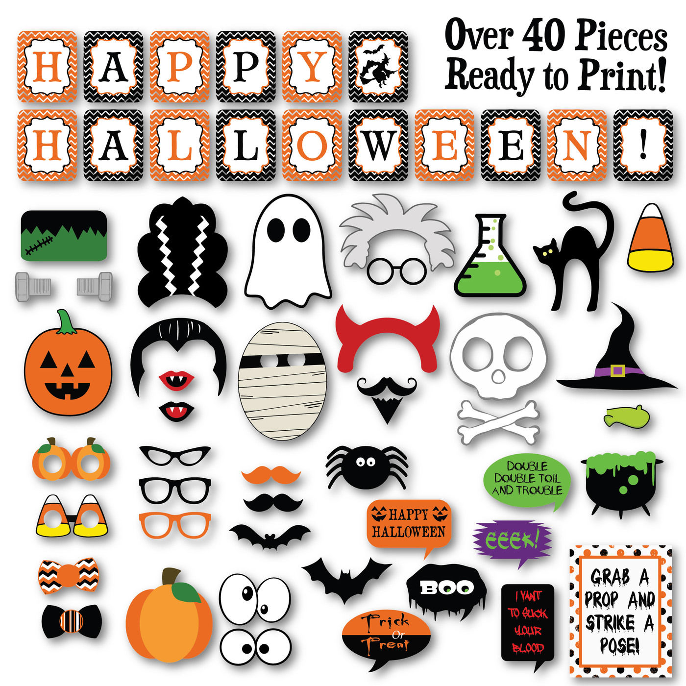 Halloween Photo Booth Props Svg Cut File By Shannon Keyser Thehungryjpeg Com