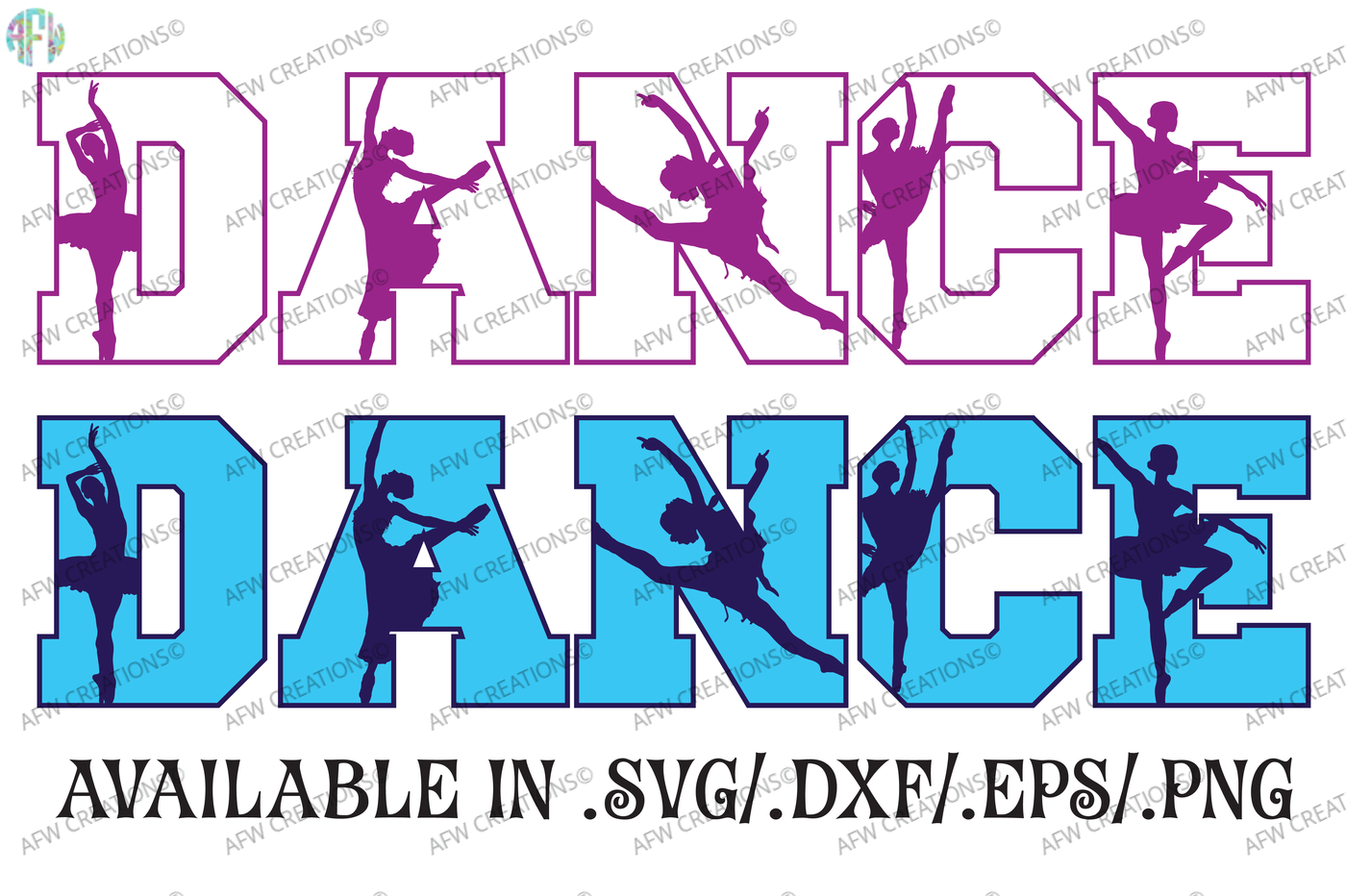 Dance Silhouettes - SVG, DXF, EPS Cut Files By AFW Designs