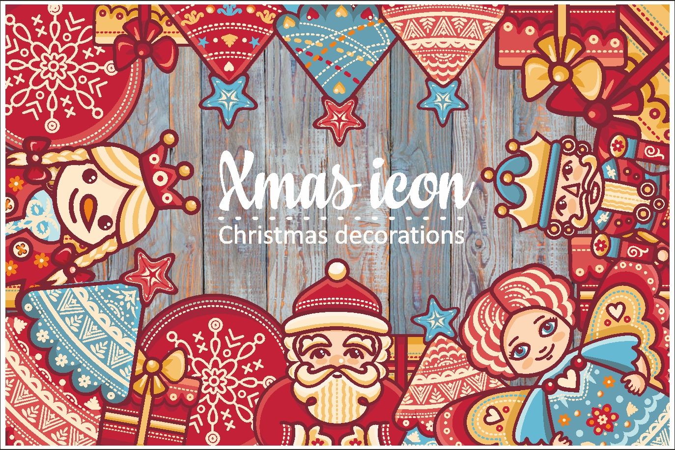 Christmas Decorations Bundle Xmas Characters Decorative Elements Clipart Lettering Eps Ai Jpeg Png By Zoya Miller Thehungryjpeg Com