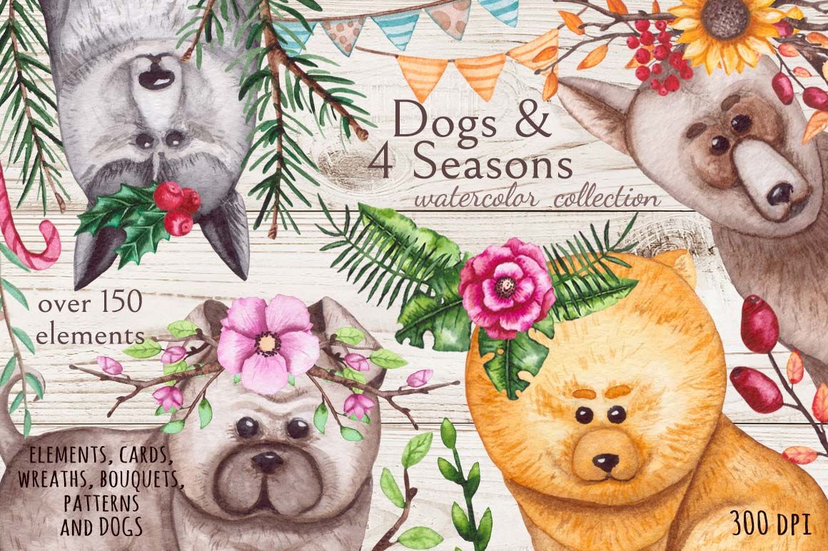 Bevestigen knal Oprechtheid Dogs & 4 Seasons By Salted Galaxy | TheHungryJPEG.com