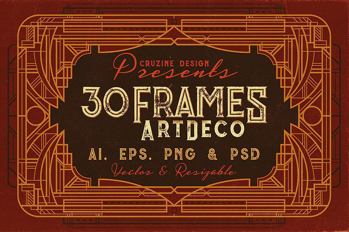 30 Artdeco Frames By Cruzine Design Thehungryjpeg Com