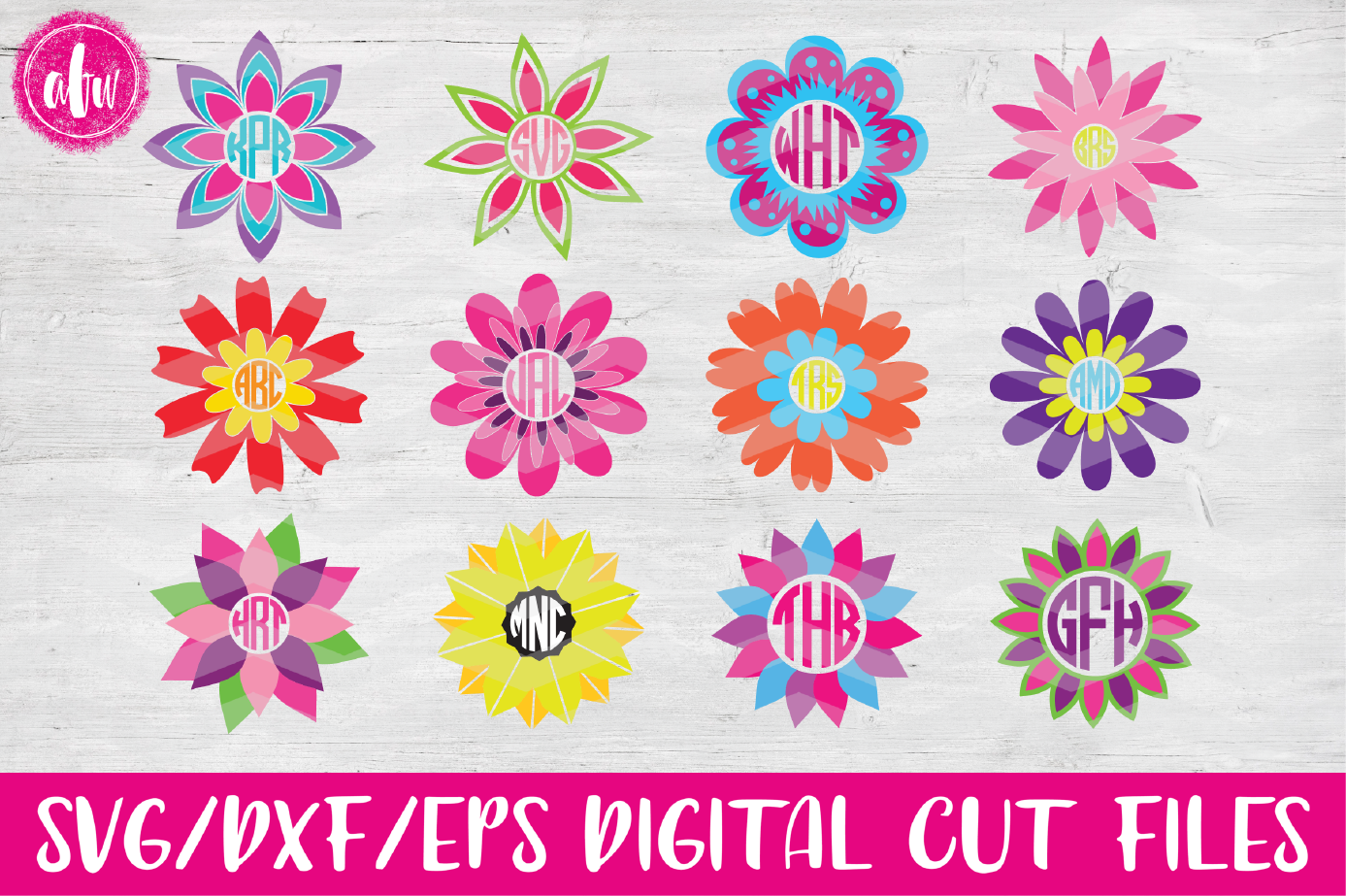 Download Spring Flower Monogram Frames - SVG, DXF, EPS Cut Files By ...