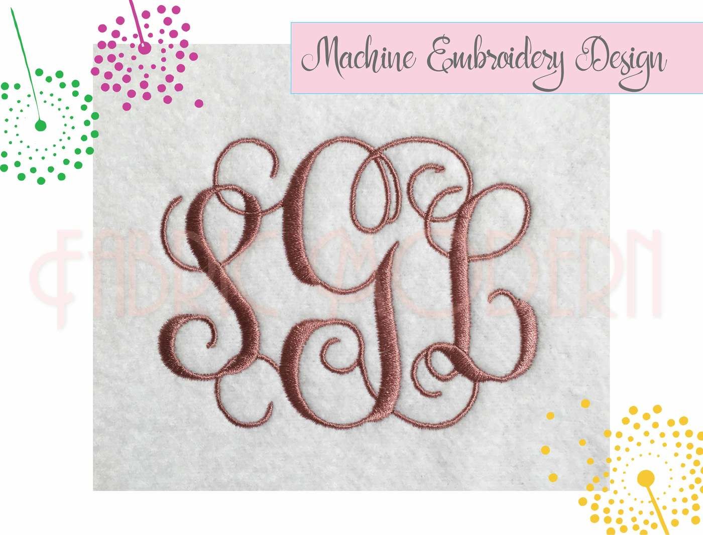 Vine Interlocking Font Monogram Embroidery Font Machine