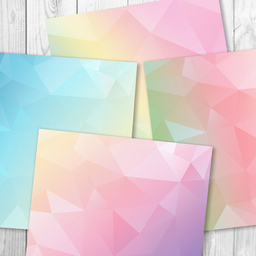 Download Pastel Rainbow Geometric Digital Paper, Pastel Digital ...