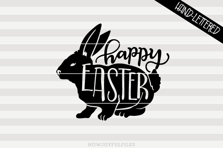 Download Happy Easter - bunny - SVG - PDF - DXF - hand drawn ...