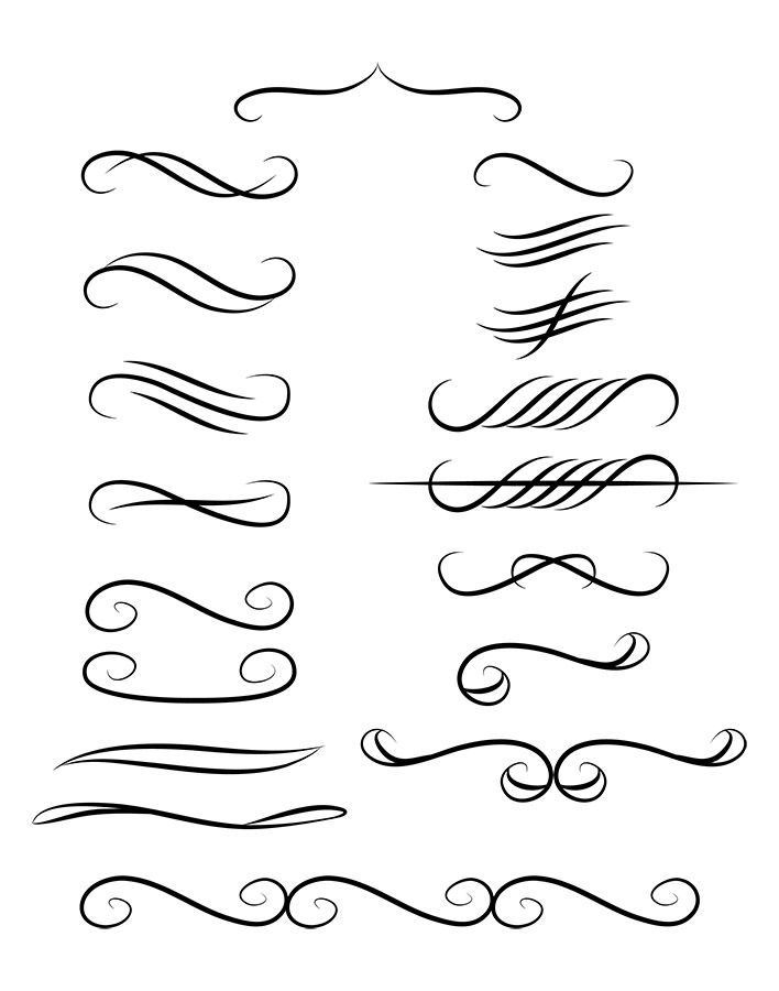 18 Calligraphy Dividers, Wedding Clipart, Calligraphy Clipart, Flourish ...