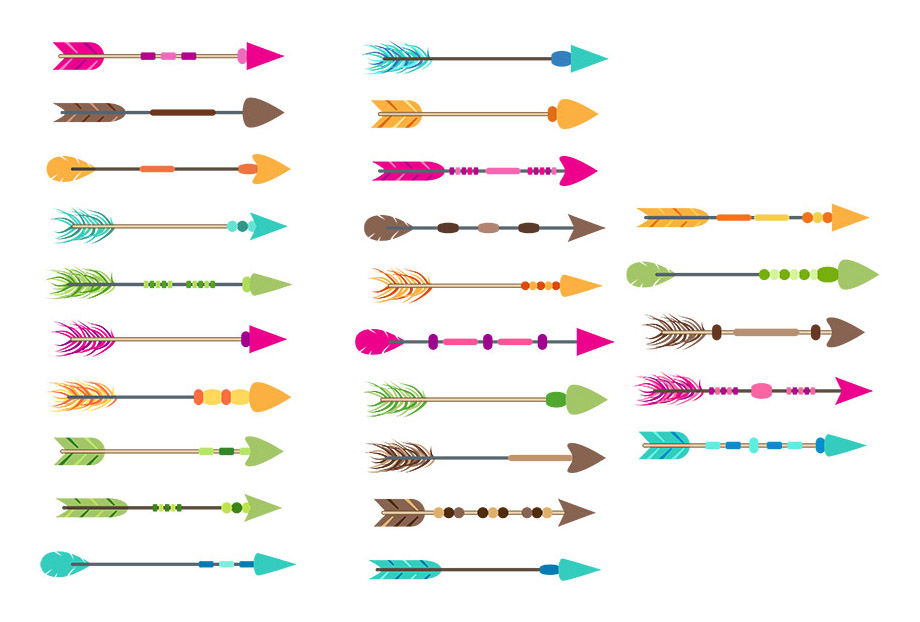 Download 25 Colorful Arrows Clipart, Tribal Arrow Clipart, Boho ...