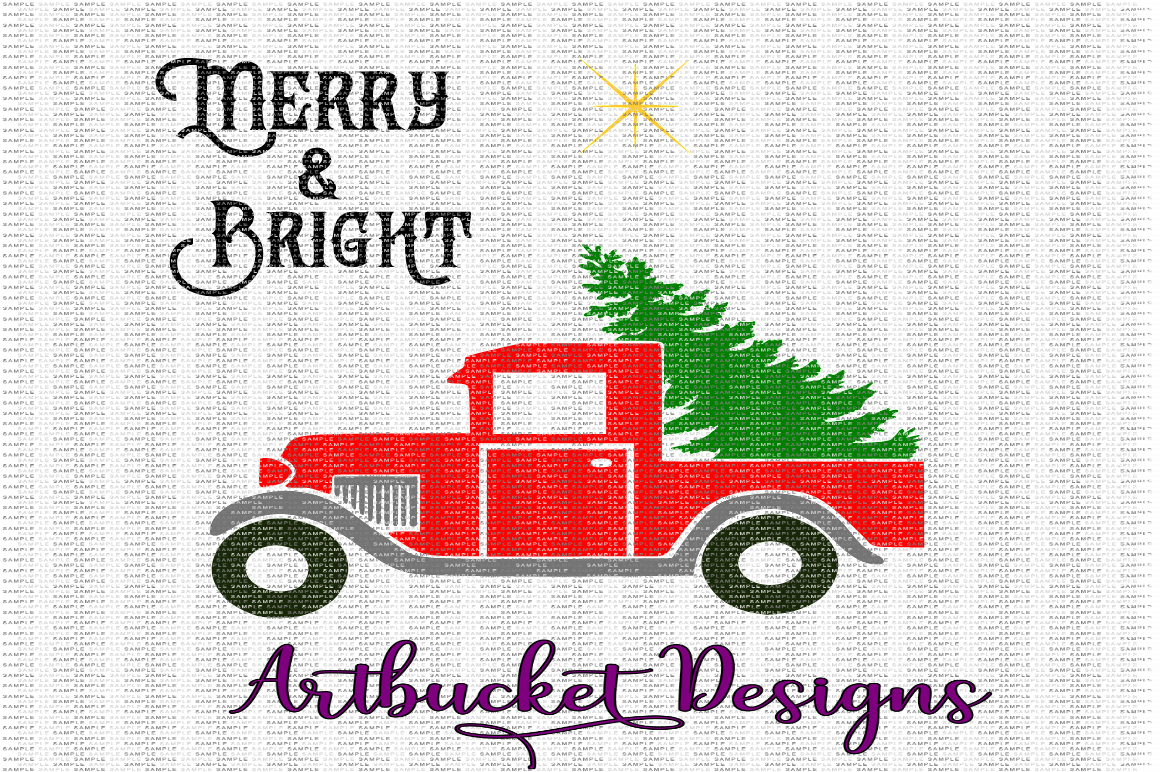 Merry Bright Christmas Truck Cutfile By Artbucket Designs Thehungryjpeg Com