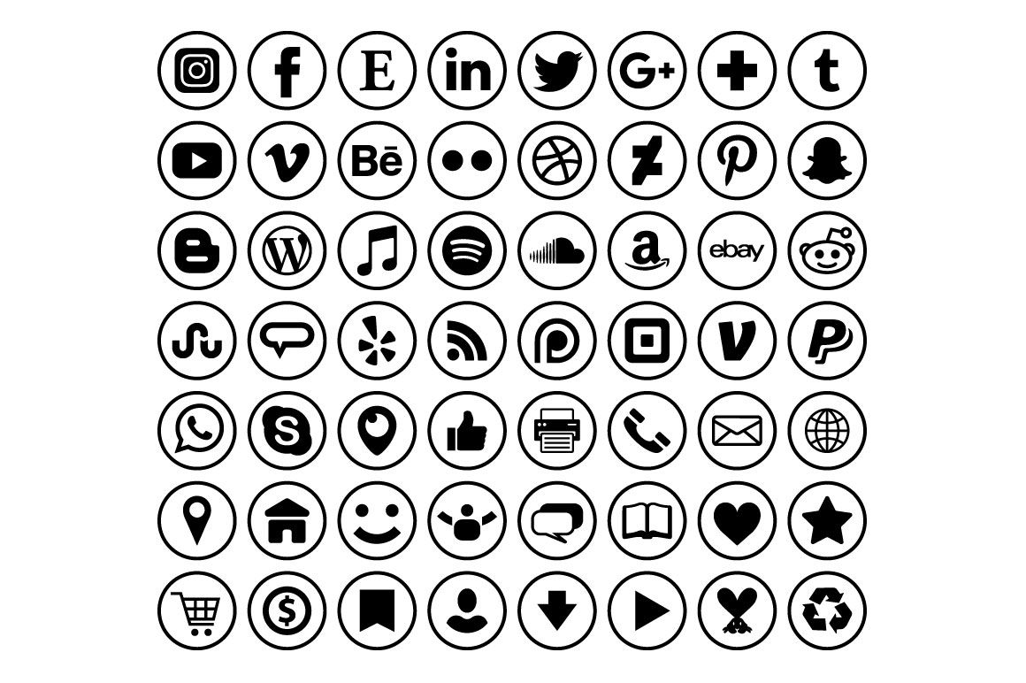 Circle Border Social Media Icons By Running With Foxes | TheHungryJPEG.com
