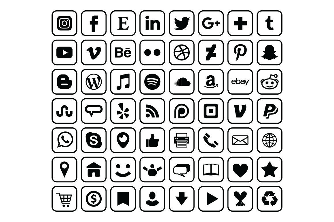 Rounded Square Border Social Media Icons By Running With Foxes ...