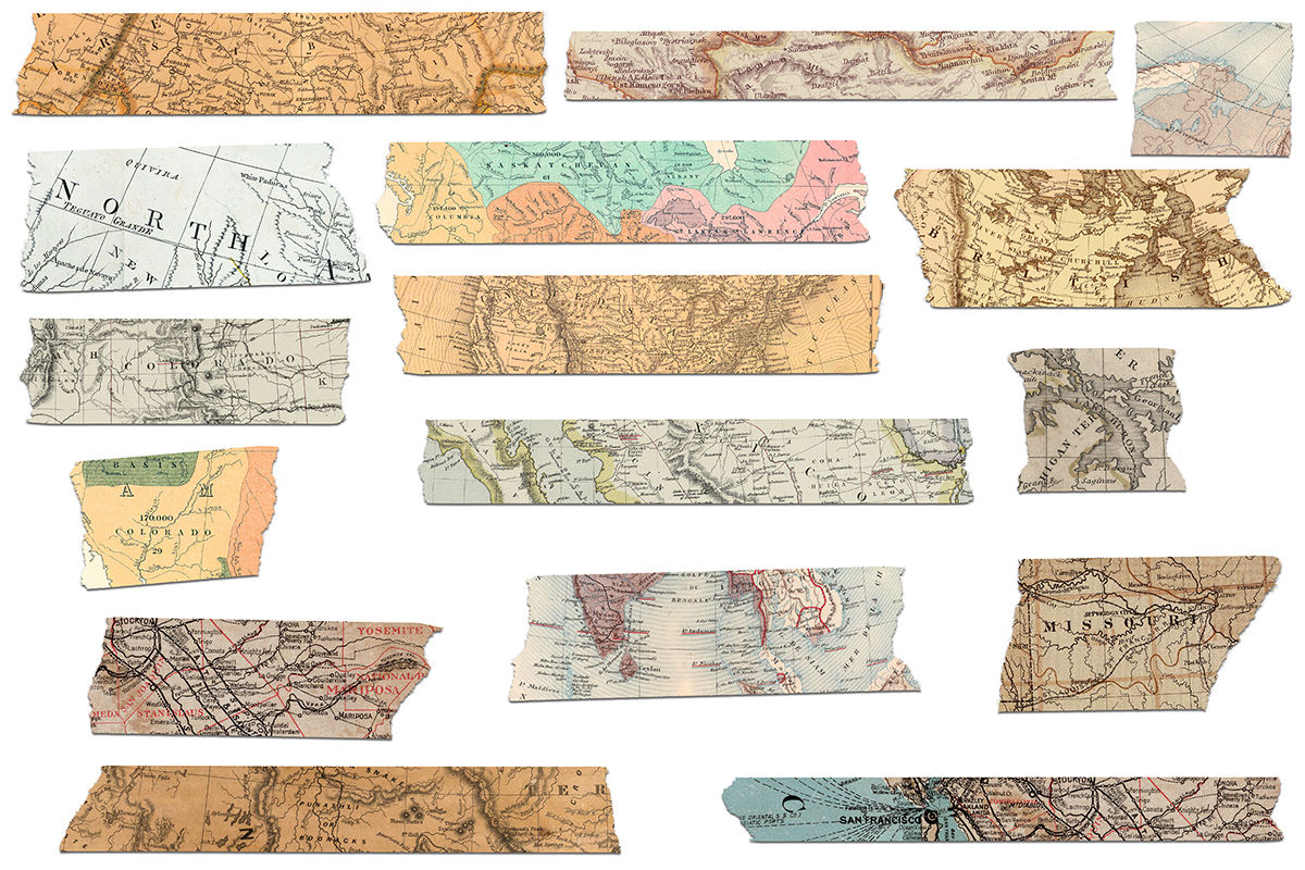 Washi Tape Clipart Old Maps By North Sea Studio Thehungryjpeg Com