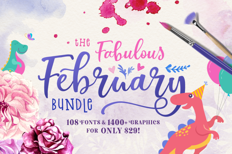 The Fabulous February Bundle By Thehungryjpeg Thehungryjpeg Com