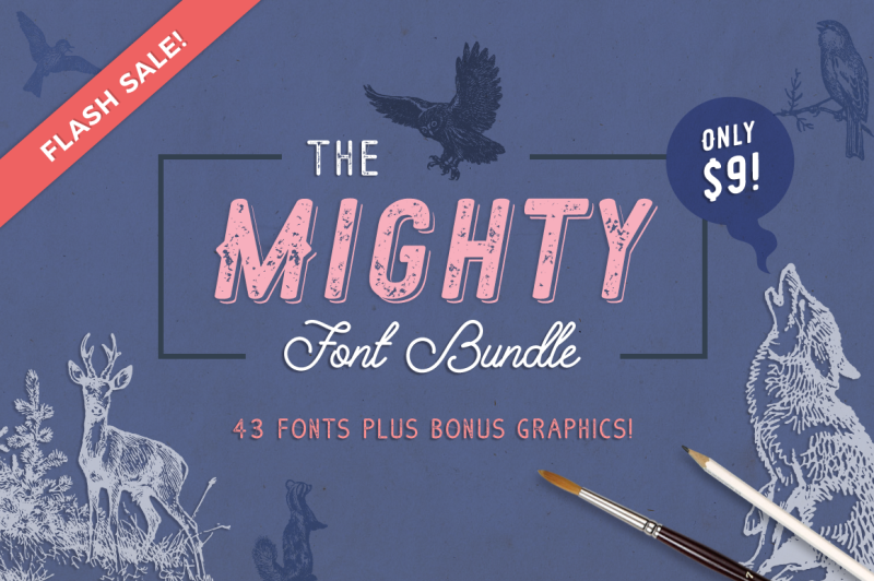 The Mighty Font Bundle 43 Fonts Bonus By Thehungryjpeg Thehungryjpeg Com