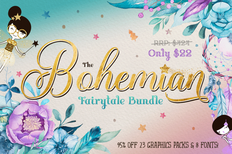 The Bohemian Fairytale Bundle By Thehungryjpeg Thehungryjpeg Com