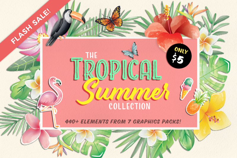 The Tropical Summer Collection 94 Off By Thehungryjpeg Thehungryjpeg Com