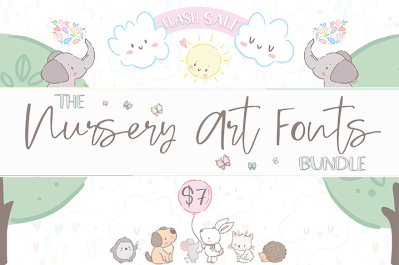 The Nursery Art Fonts Bundle By TheHungryJPEG TheHungryJPEG