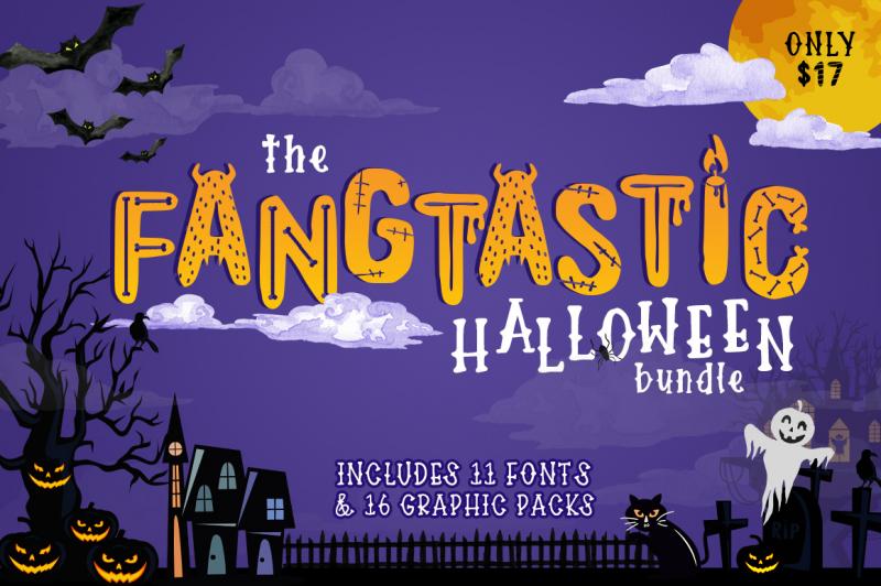Fangtastic Halloween Bundle By Thehungryjpeg Thehungryjpeg Com