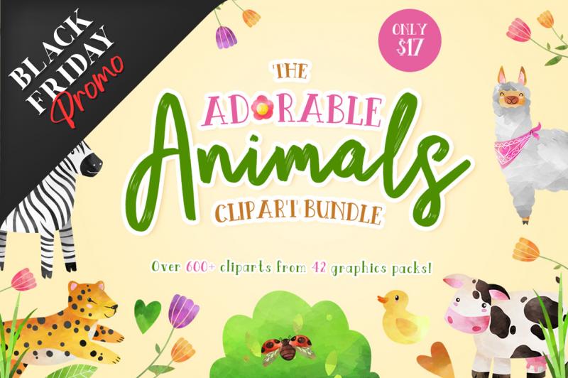 The Adorable Animals Clipart Bundle By TheHungryJPEG | TheHungryJPEG