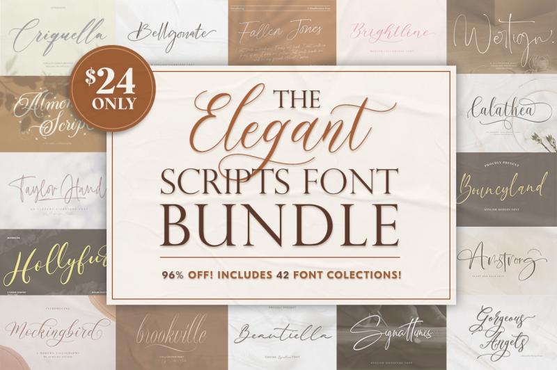 The Elegant Scripts Font Bundle By TheHungryJPEG | TheHungryJPEG