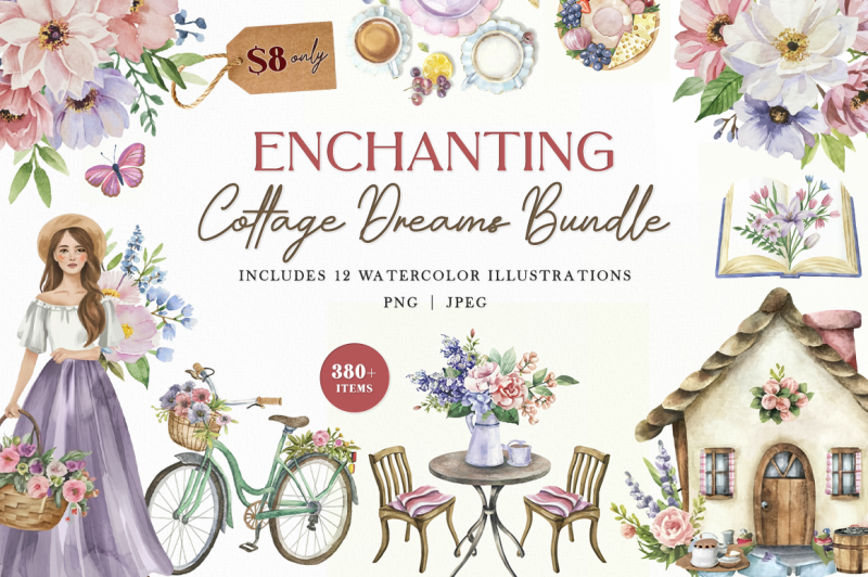 Enchanting Cottage Dreams Bundle By TheHungryJPEG | TheHungryJPEG