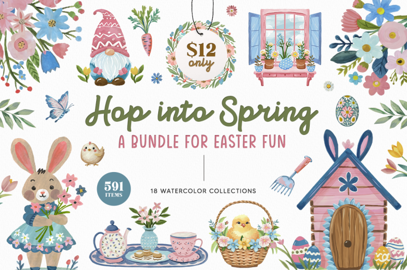 Hop Into Spring Bundle By TheHungryJPEG | TheHungryJPEG