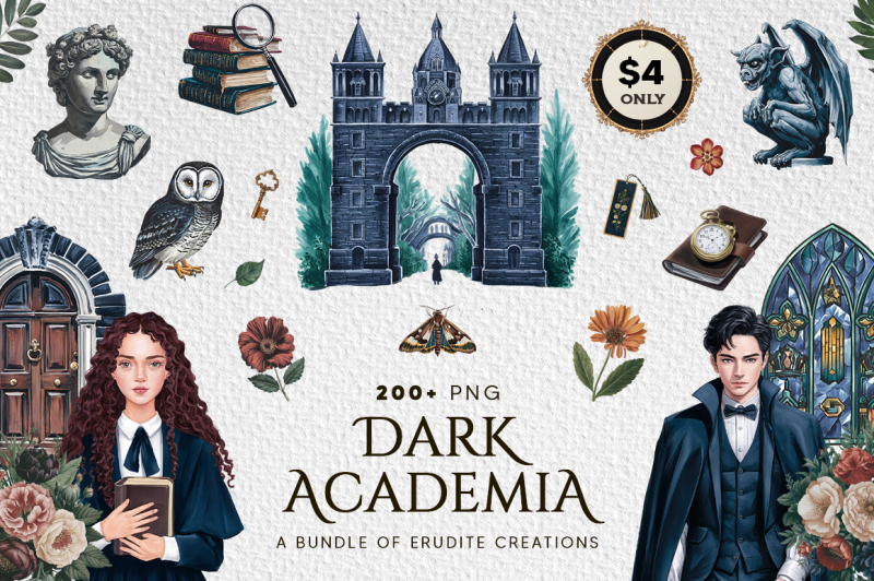 Dark Academia Bundle By TheHungryJPEG | TheHungryJPEG