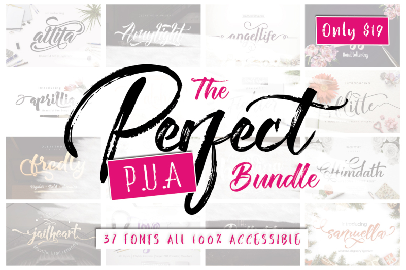 The Perfect Pua Font Bundle By Thehungryjpeg Thehungryjpeg Com