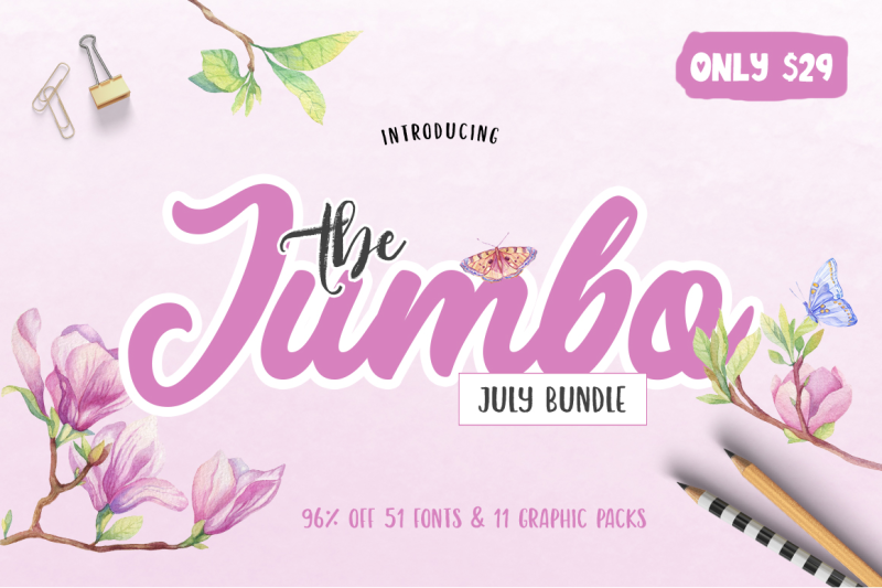 The Jumbo July Bundle By Thehungryjpeg Thehungryjpeg Com