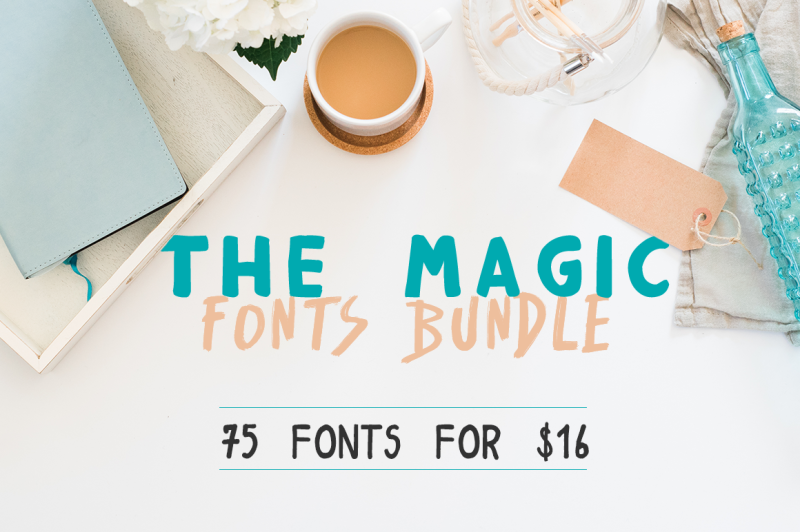 The Magic 75 Fonts Bundle By Thehungryjpeg Thehungryjpeg Com