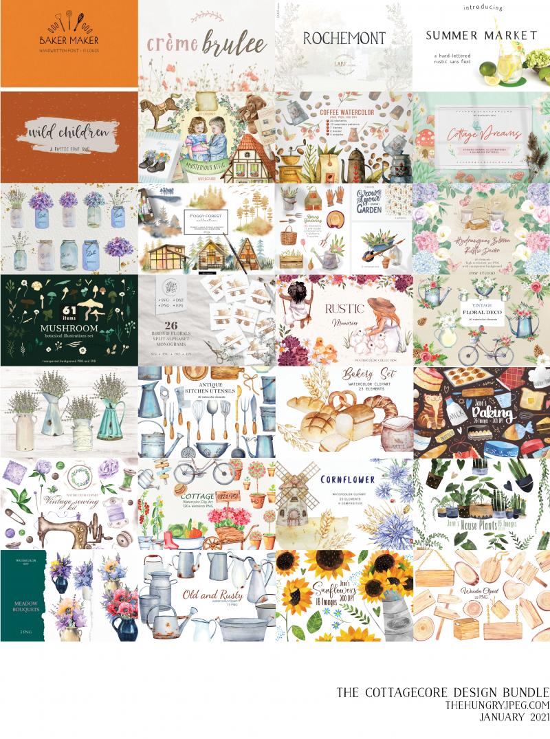 Download The Cottagecore Design Bundle By Thehungryjpeg Thehungryjpeg Com