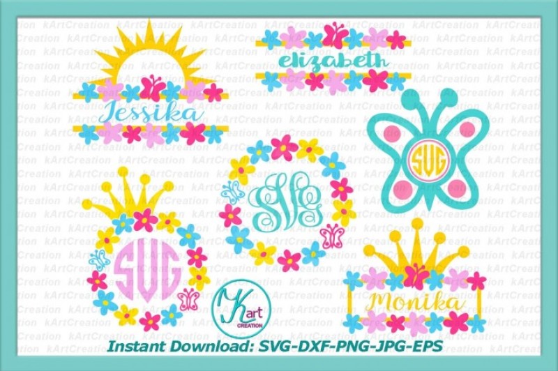 Download Free Princess Butterfly Flower Monogram Set By Thehungryjpeg Thehungryjpeg Com