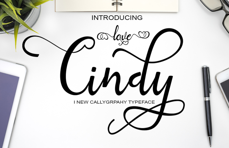 Free Love Cindy Calligraphy Typeface By Thehungryjpeg Thehungryjpeg Com