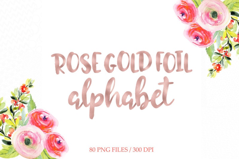 Free Rose Gold Foil Alphabet By Thehungryjpeg Thehungryjpeg Com