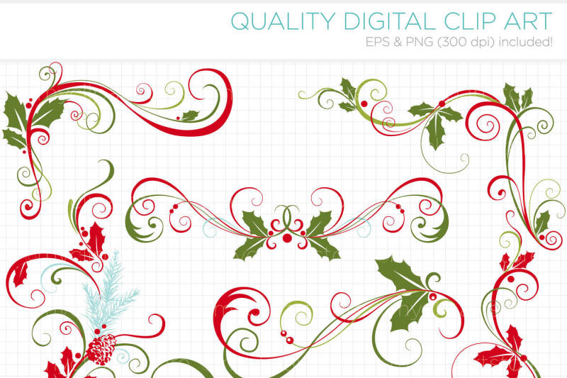 Free Christmas Decorative / Flourish Swirls By TheHungryJPEG  TheHungryJPEG