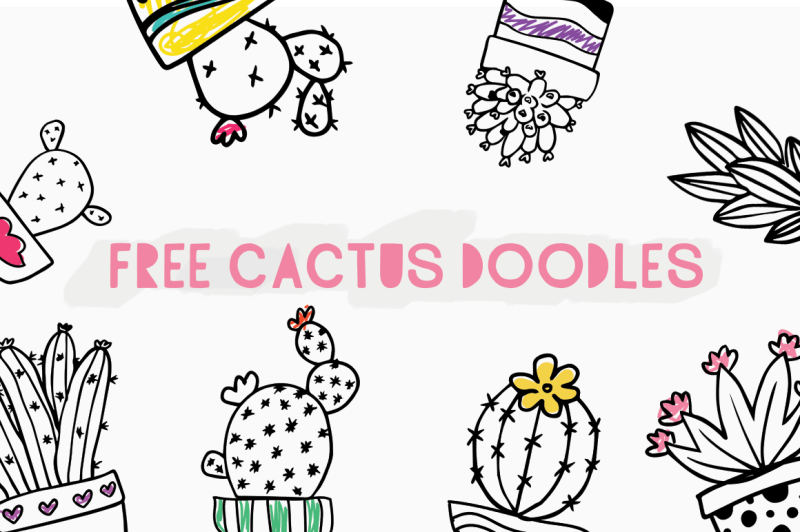 Free Cactus Doodles By Thehungryjpeg Thehungryjpeg Com