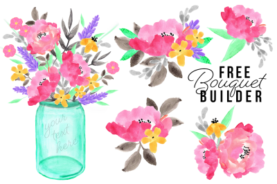 FREE Watercolor Bouquet Builder Set