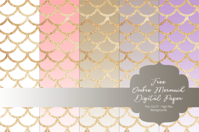 FREE Ombre Mermaid Digital Paper