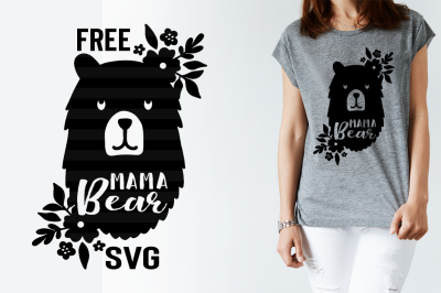 FREE SVG Cut File: Mama Bear with Flowers