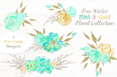 FREE Winter Mint & Gold Floral Collection