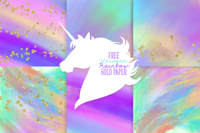 FREE Unicorn Rainbow Gold Paper