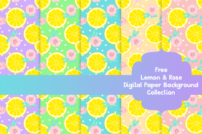 FREE  Lemon and Rose: Digital Paper Background