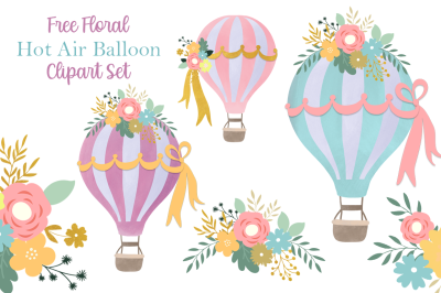 FREE Clipart: Hot Air Balloon Clipart Set