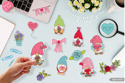 FREE Gnome Mom Printable-Digital Stickers