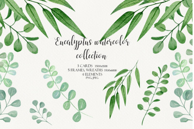 FREE Watercolor Eucalyptus Card Wreath Frame