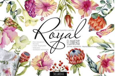 FREE Royal Flowers Watercolor Clipart