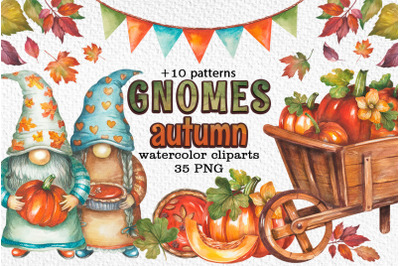 Watercolor Gnomes Autumn