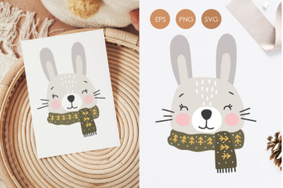 Winter rabbit SVG, Baby rabbit Svg, Baby Animal Svg, Christmas SVG