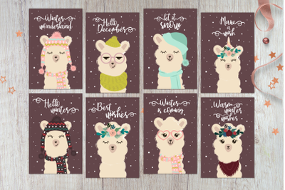 Llama winter cards